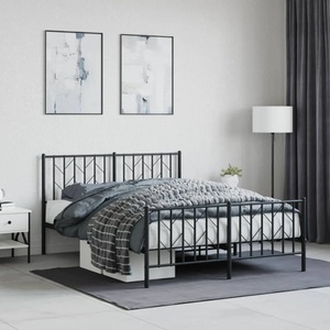 vidaXL, vidaXL Bettgestell mit Kopf- und Fußteil Metall Schwarz 140x200 cm