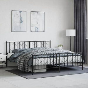 vidaXL, vidaXL Bettgestell mit Kopf- und Fußteil Metall Schwarz 183x213 cm