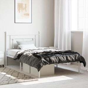 vidaXL, vidaXL Bettgestell mit Kopfteil Metall Weiß 107x203 cm