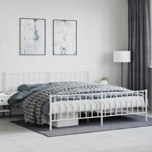 vidaXL, vidaXL Bettgestell mit Kopf- und Fußteil Metall Weiß 200x200 cm