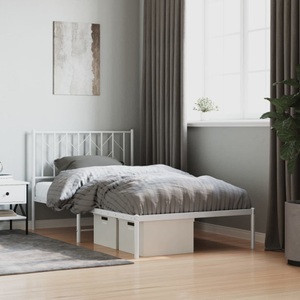 vidaXL, vidaXL Bettgestell mit Kopfteil Metall Weiß 100x190 cm