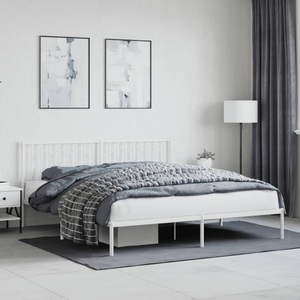 vidaXL, vidaXL Bettgestell mit Kopfteil Metall Weiß 183x213 cm