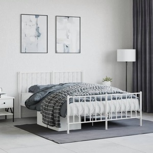 vidaXL, vidaXL Bettgestell mit Kopf- und Fußteil Metall Weiß 140x200 cm, vidaXL Bettgestell mit Kopf- und Fußteil Metall Weiß 140x200 cm
