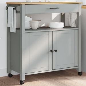 vidaXL, vidaXL Küchenwagen MONZA 84x40x90 cm Massivholz Kiefer, VidaXL - Küchenwagen kiefernholz, One Size, Grau