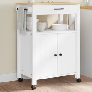 vidaXL, vidaXL Küchenwagen MONZA 60x40x90 cm Massivholz Kiefer, VidaXL - Küchenwagen kiefernholz, One Size, Weiss