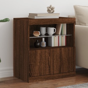 vidaXL, vidaXL Sideboard mit LED-Leuchten Braun Eichen-Optik 60x37x67 cm