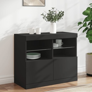 vidaXL, vidaXL Sideboard mit LED-Leuchten Schwarz 81x37x67 cm