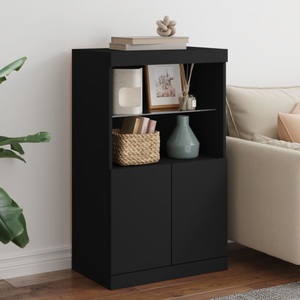 vidaXL, vidaXL Sideboard mit LED-Leuchten Schwarz 60,5x37x100 cm
