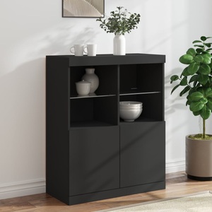 vidaXL, vidaXL Sideboard mit LED-Leuchten Schwarz 81x37x100 cm