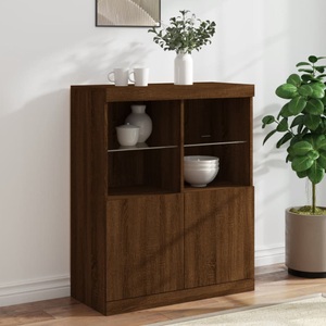 vidaXL, vidaXL Sideboard mit LED-Leuchten Braun Eichen-Optik 81x37x100 cm