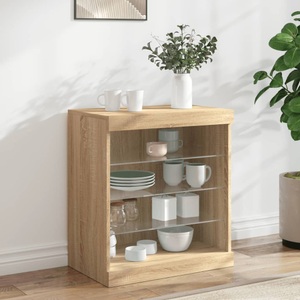 vidaXL, vidaXL Sideboard mit LED-Leuchten Sonoma-Eiche 60,5x37x67 cm, vidaXL Sideboard mit LED-Leuchten Sonoma-Eiche 60,5x37x67 cm