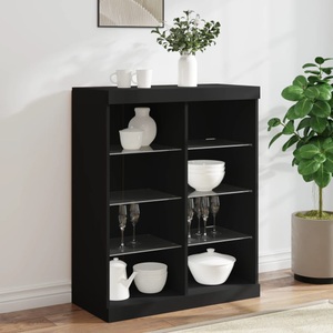 vidaXL, vidaXL Sideboard mit LED-Leuchten Schwarz 81x37x100 cm