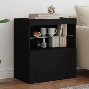 vidaXL, vidaXL Sideboard mit LED-Leuchten Schwarz 60x37x67 cm