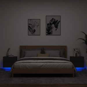 vidaXL, vidaXL Wand-Nachttische mit LED-Leuchten 2 Stk. Schwarz, vidaXL Wand-Nachttische mit LED-Leuchten 2 Stk. Schwarz