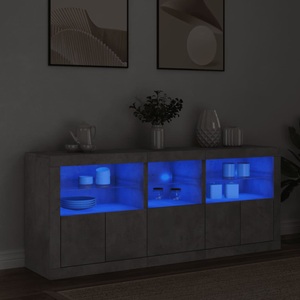 vidaXL, vidaXL Sideboard mit LED-Leuchten Betongrau 162x37x67 cm