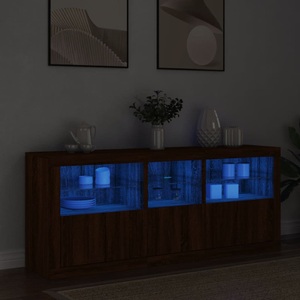 vidaXL, vidaXL Sideboard mit LED-Leuchten Braun Eichen-Optik 162x37x67 cm