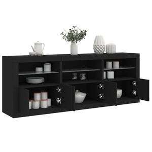 vidaXL, vidaXL Sideboard mit LED-Leuchten Schwarz 181,5x37x67 cm