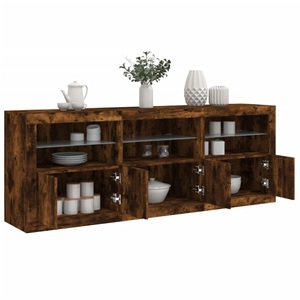 vidaXL, vidaXL Sideboard mit LED-Leuchten Räuchereiche 181,5x37x67 cm
