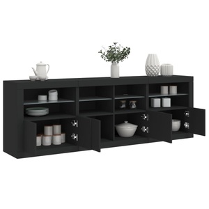 vidaXL, vidaXL Sideboard mit LED-Leuchten Schwarz 202x37x67 cm