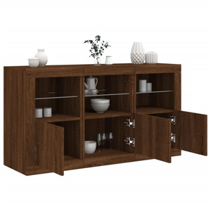 vidaXL, vidaXL Sideboard mit LED-Leuchten Braun Eichen-Optik 123x37x67 cm