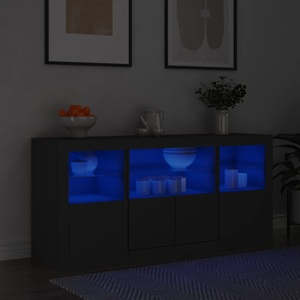 vidaXL, vidaXL Sideboard mit LED-Leuchten Schwarz 142,5x37x67 cm
