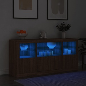 vidaXL, vidaXL Sideboard mit LED-Leuchten Braun Eichen-Optik 142,5x37x67 cm