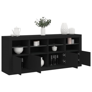 vidaXL, vidaXL Sideboard mit LED-Leuchten Schwarz 163x37x67 cm