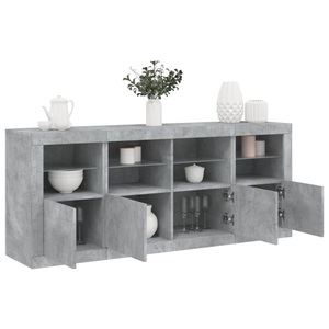 vidaXL, vidaXL Sideboard mit LED-Leuchten Betongrau 163x37x67 cm