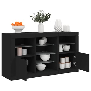 vidaXL, vidaXL Sideboard mit LED-Leuchten Schwarz 123x37x67 cm