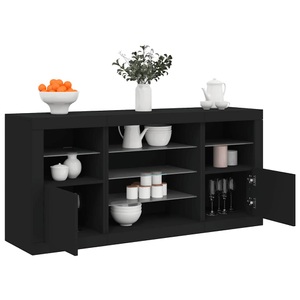 vidaXL, vidaXL Sideboard mit LED-Leuchten Schwarz 142,5x37x67 cm