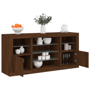 vidaXL, vidaXL Sideboard mit LED-Leuchten Braun Eichen-Optik 142,5x37x67 cm