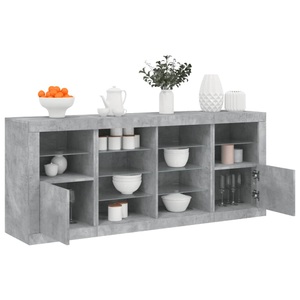 vidaXL, vidaXL Sideboard mit LED-Leuchten Betongrau 163x37x67 cm