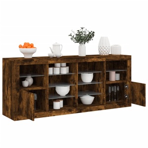 vidaXL, vidaXL Sideboard mit LED-Leuchten Räuchereiche 163x37x67 cm