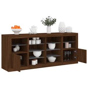 vidaXL, vidaXL Sideboard mit LED-Leuchten Braun Eichen-Optik 163x37x67 cm