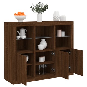 vidaXL, vidaXL Sideboards mit LED-Leuchten 3 Stk. Braun Eichen-Optik