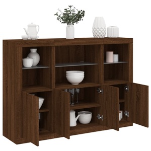 vidaXL, vidaXL Sideboards mit LED-Leuchten 3 Stk. Braun Eichen-Optik
