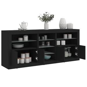 vidaXL, vidaXL Sideboard mit LED-Leuchten Schwarz 162x37x67 cm