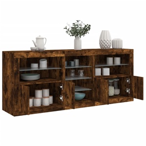 vidaXL, vidaXL Sideboard mit LED-Leuchten Räuchereiche 162x37x67 cm
