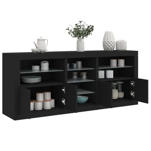 vidaXL, vidaXL Sideboard mit LED-Leuchten Schwarz 181,5x37x67 cm
