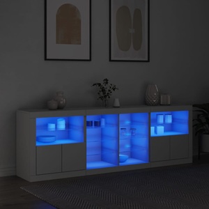vidaXL, vidaXL Sideboard mit LED-Leuchten Weiß 202x37x67 cm