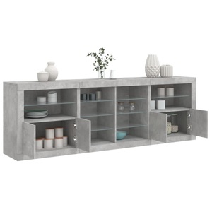 vidaXL, vidaXL Sideboard mit LED-Leuchten Betongrau 202x37x67 cm