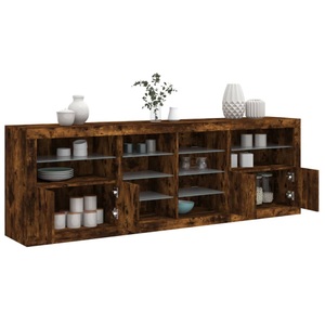 vidaXL, vidaXL Sideboard mit LED-Leuchten Räuchereiche 202x37x67 cm