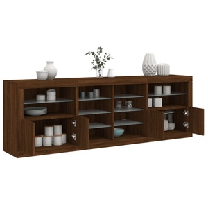 vidaXL, vidaXL Sideboard mit LED-Leuchten Braun Eichen-Optik 202x37x67 cm