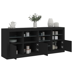 vidaXL, vidaXL Sideboard mit LED-Leuchten Schwarz 164x37x67 cm