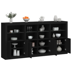 vidaXL, vidaXL Sideboard mit LED-Leuchten Schwarz 202x37x100 cm