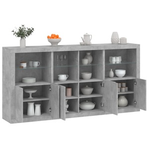vidaXL, vidaXL Sideboard mit LED-Leuchten Betongrau 202x37x100 cm