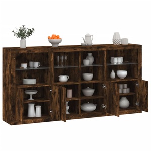 vidaXL, vidaXL Sideboard mit LED-Leuchten Räuchereiche 202x37x100 cm
