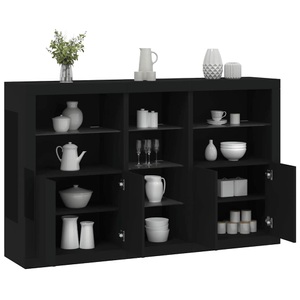 vidaXL, vidaXL Sideboard mit LED-Leuchten Schwarz 162x37x100 cm