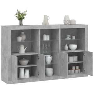 vidaXL, vidaXL Sideboard mit LED-Leuchten Betongrau 162x37x100 cm