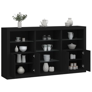vidaXL, vidaXL Sideboard mit LED-Leuchten Schwarz 181,5x37x100 cm